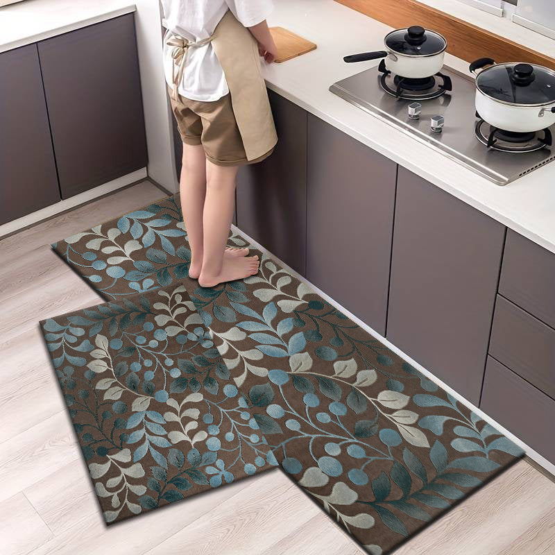 Botanical Contours Runner Rug - Versatile Door Mat for Entryway, Kitchen, Bathroom, Bedroom | Machine Washable Polyester | Multiple Sizes Available