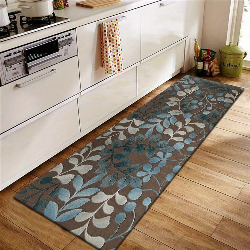 Botanical Contours Runner Rug - Versatile Door Mat for Entryway, Kitchen, Bathroom, Bedroom | Machine Washable Polyester | Multiple Sizes Available