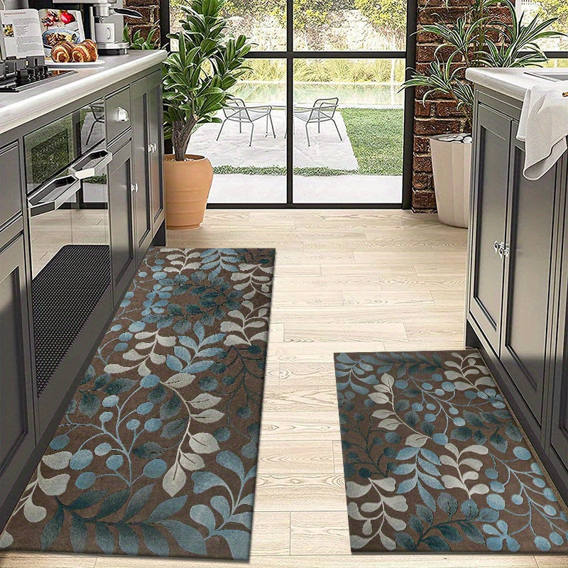 Botanical Contours Runner Rug - Versatile Door Mat for Entryway, Kitchen, Bathroom, Bedroom | Machine Washable Polyester | Multiple Sizes Available