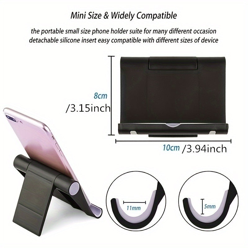 Compact Universal Phone Stand - Polypropylene (PP) Material, Foldable & Adjustable Multi-Angle Mount, Compatible with 4-11 Inch Devices, Portable Holder for Desk and Travel