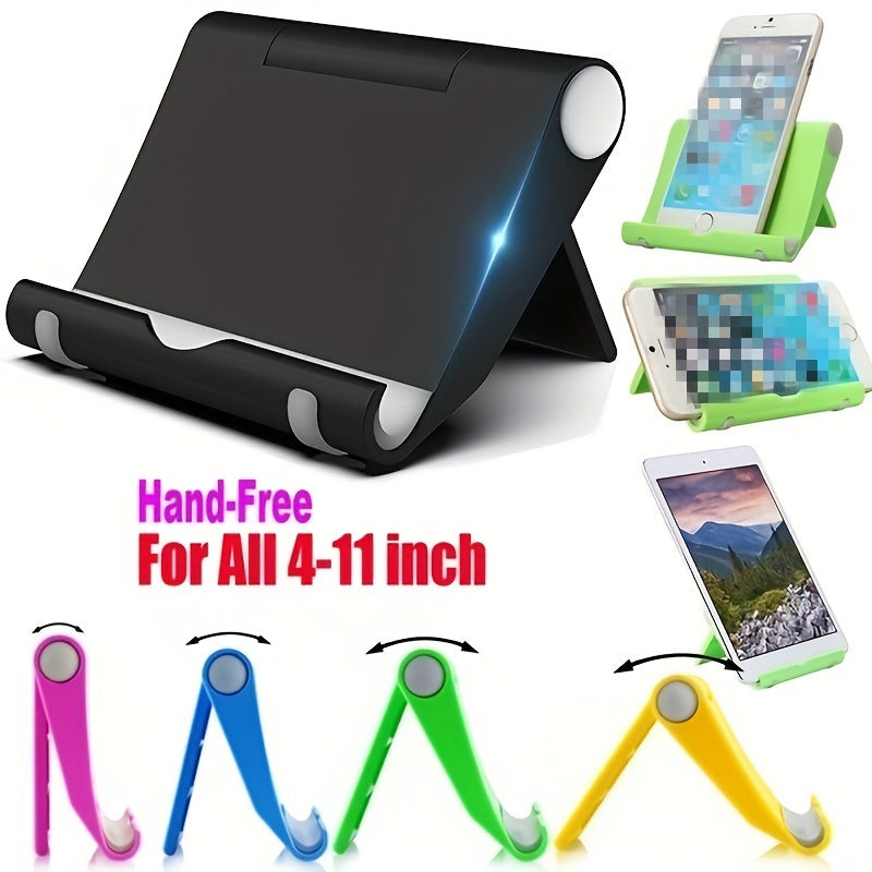 Compact Universal Phone Stand - Polypropylene (PP) Material, Foldable & Adjustable Multi-Angle Mount, Compatible with 4-11 Inch Devices, Portable Holder for Desk and Travel