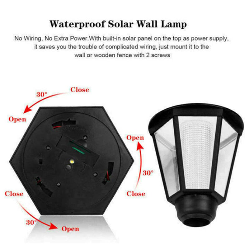 4 PCS Hexagonal Solar Powered Outdoor LED Wall Sconce Lantern Wall Mounted Security Lights Garden Fence Yard Hexagonal Lamp Garden Decoration (Cool White)