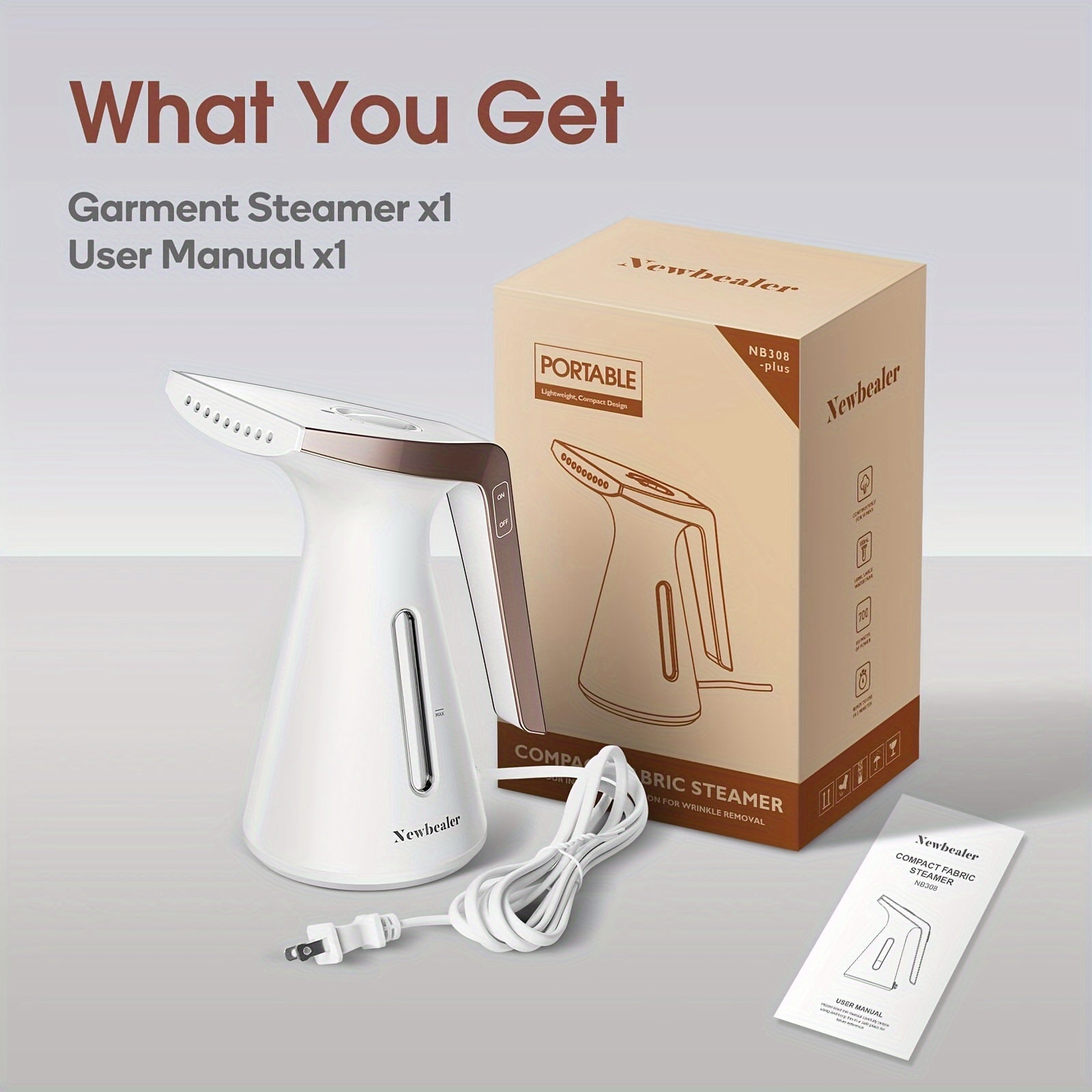 700W Powerful Handheld Steamer for Clothes, Portable Newbealer Steamer with Wrinkle Remover for Home, Office and Travel