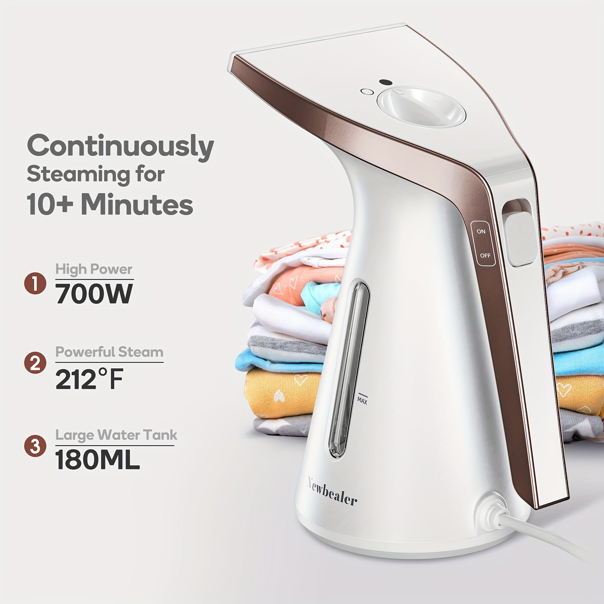 700W Powerful Handheld Steamer for Clothes, Portable Newbealer Steamer with Wrinkle Remover for Home, Office and Travel