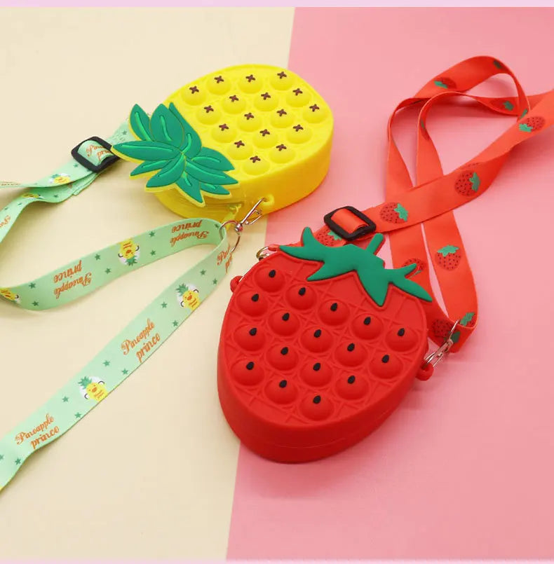 Cute Pop Bag Finger Girls Toys Push Bubbles Squeeze Toys Silicone Key Purse Bag Stress Relief Game Backpack for Girls Gifts