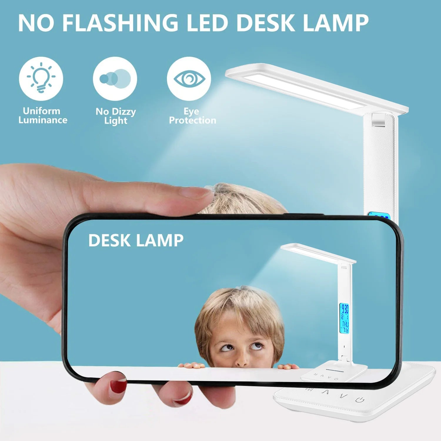 LAOPAO 10W QI Wireless Charging LED Desk Lamp USB Charging Port Sliding Dimmable Auto Timer with Night Light Table Lamp