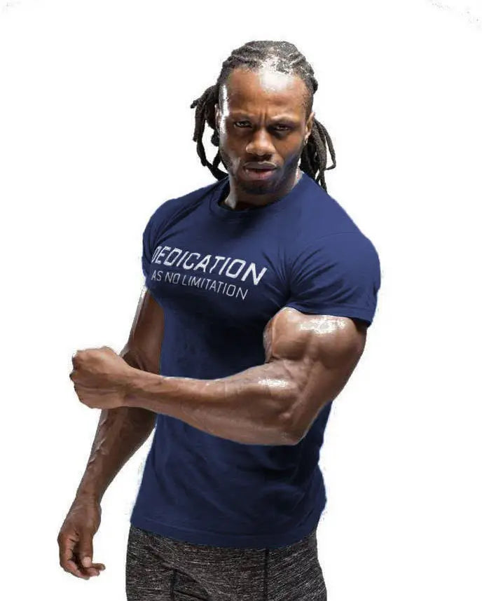 Men Tshirt Bodybuilding Breathability Cotton Summer Casual Letter Printed Short Sleeve Shirt Men Workout 3XL