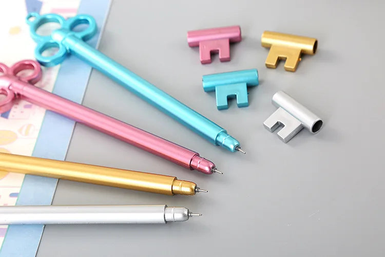 40 pcs Creative Stationery Key Modelling Neutral Pen Cute Cartoon Learning Office Retro Water-based Signature Pen