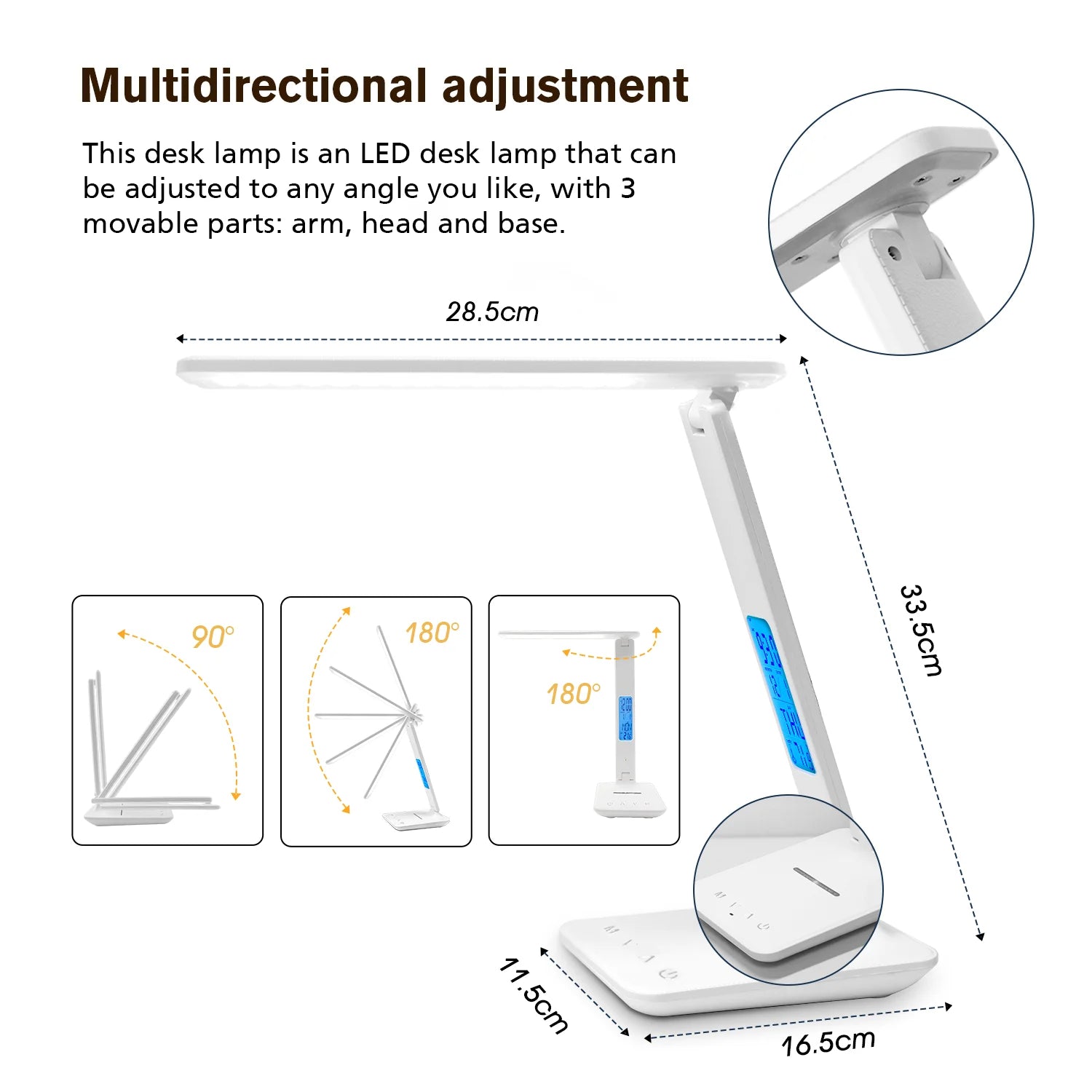 LAOPAO 10W QI Wireless Charging LED Desk Lamp USB Charging Port Sliding Dimmable Auto Timer with Night Light Table Lamp