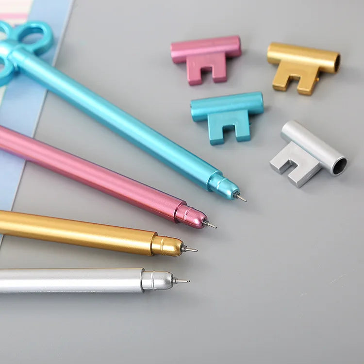 40 pcs Creative Stationery Key Modelling Neutral Pen Cute Cartoon Learning Office Retro Water-based Signature Pen