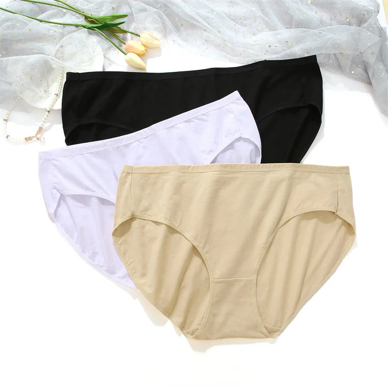 XL-5XL Cotton Plus size Women Panties Breathable High Waist Briefs Ladies Super Stretch Triangle Underpants Soft Lingerie 150kg