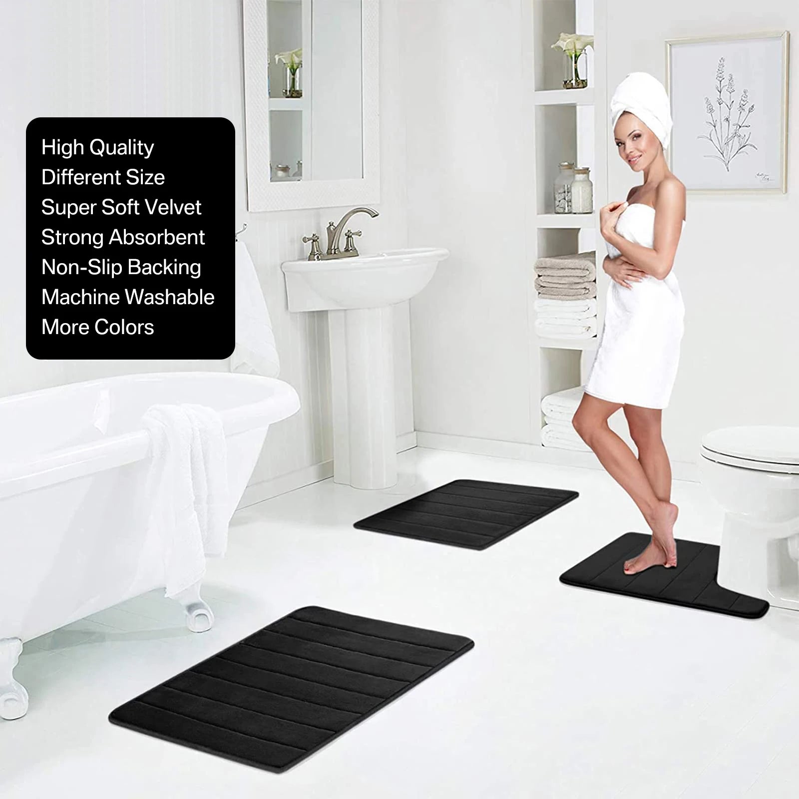 New Super Absorbent Bath Mat Memory Foam Carpet Non-slip Bathroom Rug Bathtub Side Floor Rugs Shower Room Doormat Toilet Footpad