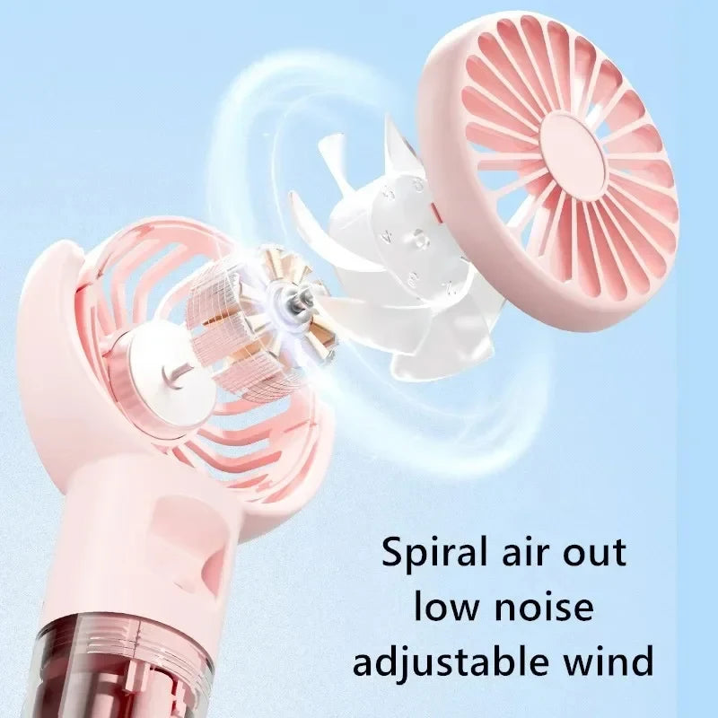 Portable Handheld Humidifier Misting Fan 4 Speeds Battery Operated USB Rechargeable Folding Personal Water Fan For Home Office