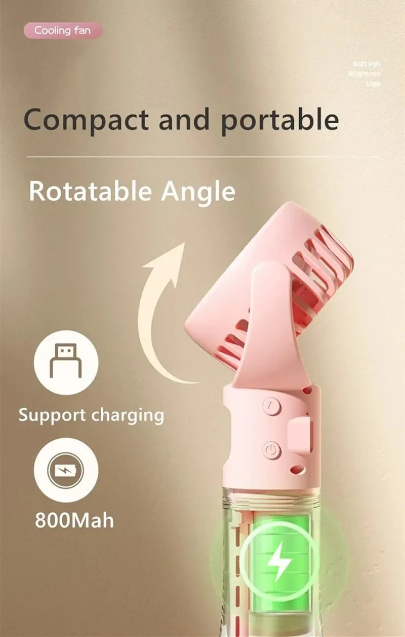 Portable Handheld Humidifier Misting Fan 4 Speeds Battery Operated USB Rechargeable Folding Personal Water Fan For Home Office