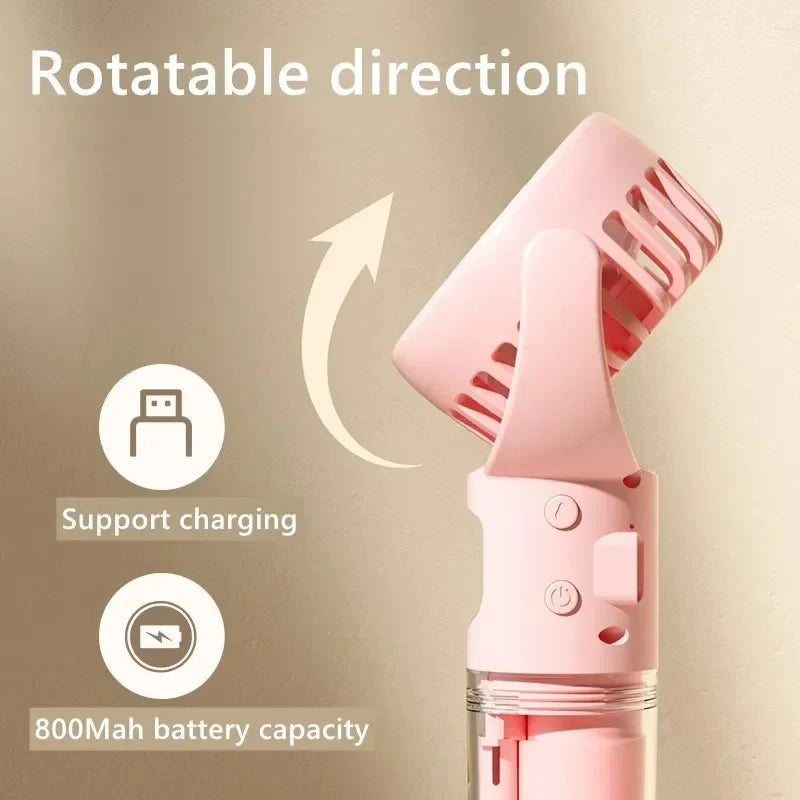 Portable Handheld Humidifier Misting Fan 4 Speeds Battery Operated USB Rechargeable Folding Personal Water Fan For Home Office