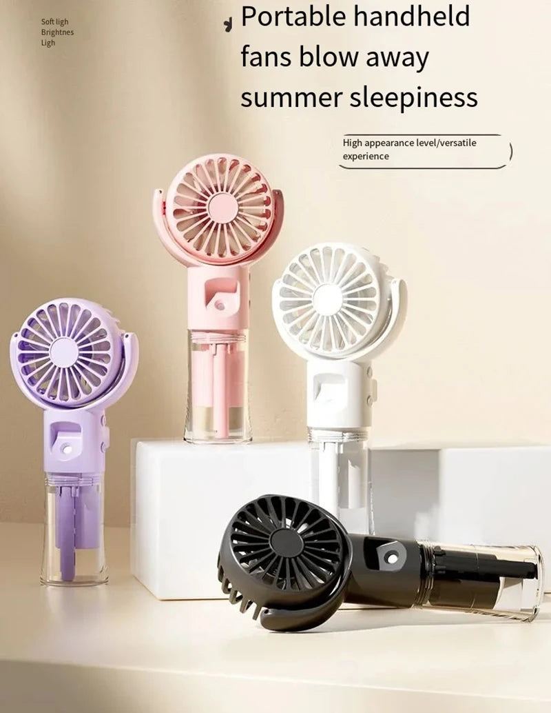 Portable Handheld Humidifier Misting Fan 4 Speeds Battery Operated USB Rechargeable Folding Personal Water Fan For Home Office