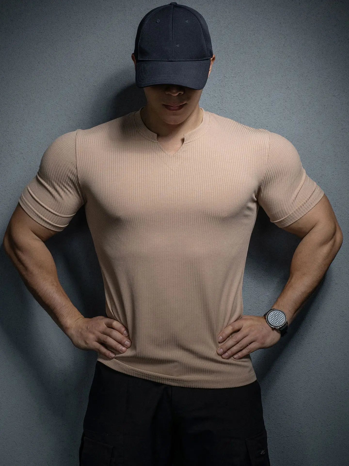 Mens Clothing New Fashion V neck Short Sleeve T Shirt Men Slim Fit T-shirt Men Stripe Casual Summer Gym Fitness Tee shirt