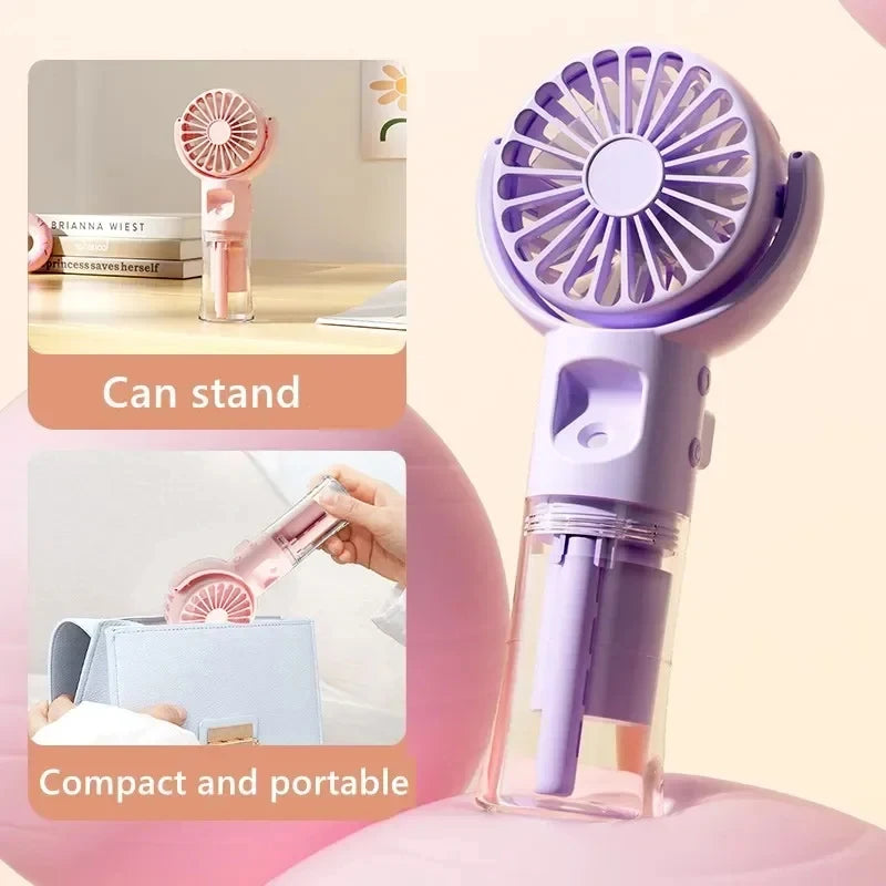 Portable Handheld Humidifier Misting Fan 4 Speeds Battery Operated USB Rechargeable Folding Personal Water Fan For Home Office