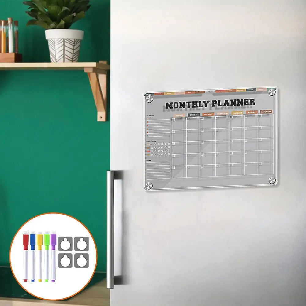 Transparent Acrylic Fridge Magnet Sticker Calendar Board Planner Magnetic Calendar For Fridge Dry Erase Board To Do List Menu