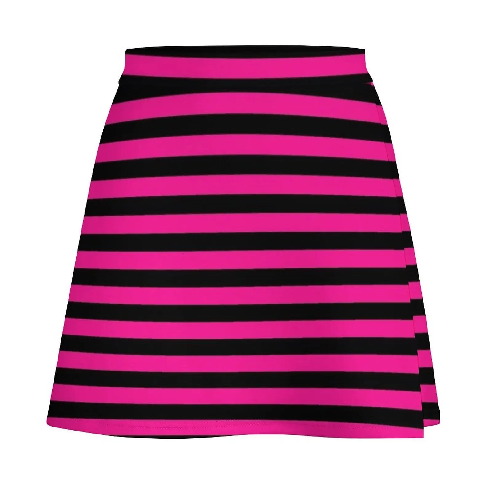 Deep Pink and Black Horizontal Stripes Mini Skirt skirts for women midi skirt for women summer outfits for women 2025 Mini Skirt