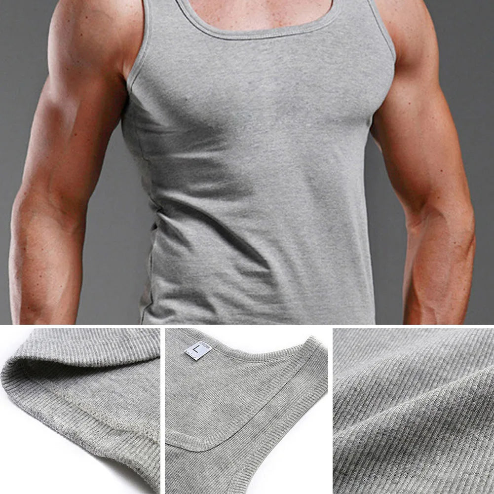 Hot Sale!Large Size Cotton Sleeveless T-shirts For Men Gym Fitness Tank Tops Bodybuilding Muscle Vest Tops Sports Undershirt