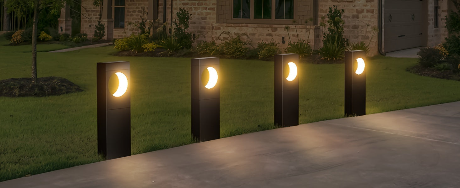 Solar Outdoor Lights 6 Pack, Bright Pathway Outdoor, Achieve, Moon Shape Landscapes, Auto On/Off For Outside Yard Garden Path, IPX5 Waterproof Solar Pathway Lights Outdoor Warm White